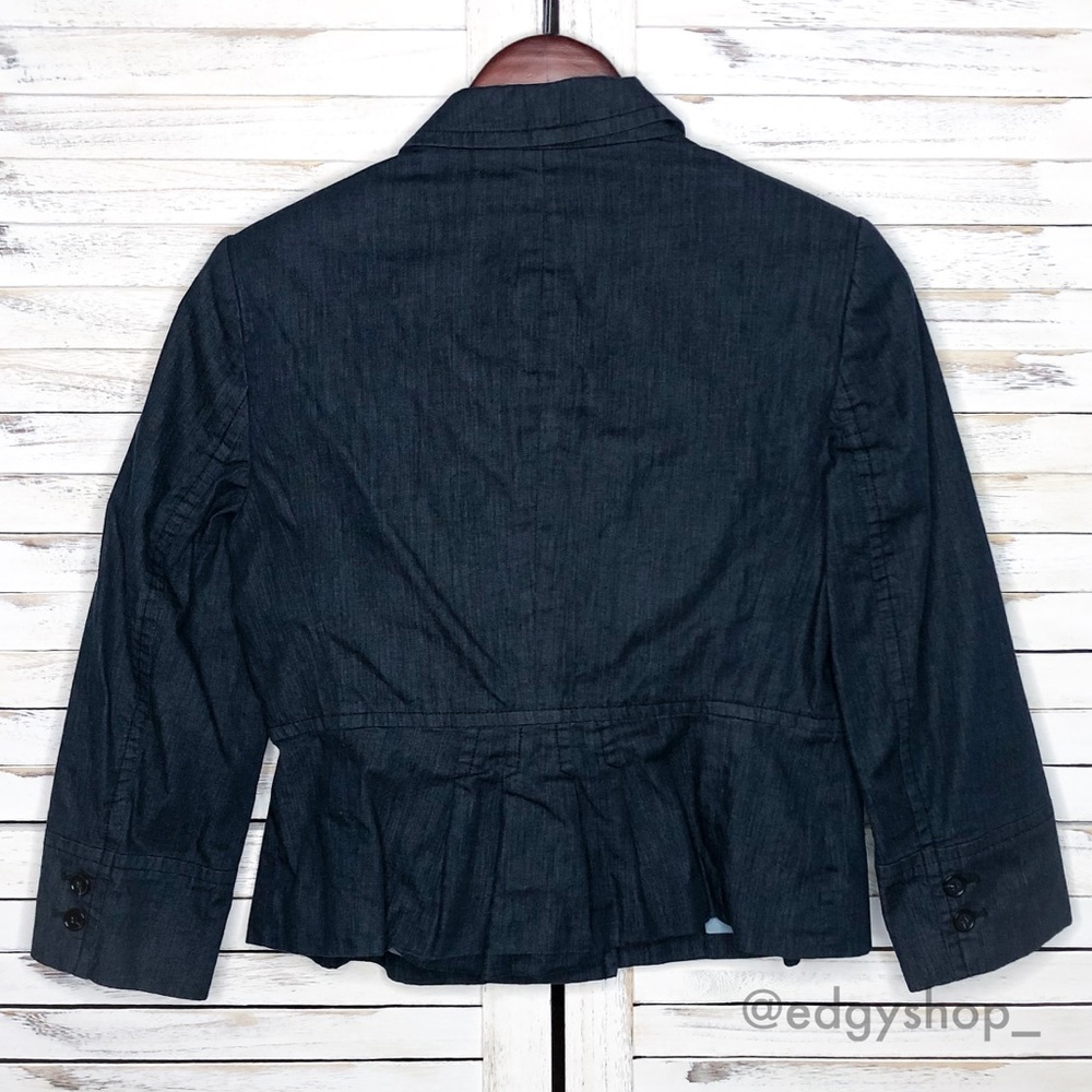 LOFT | Chambray Peplum 3/4 Length Sleeve Blazer - Picture 3 of 5